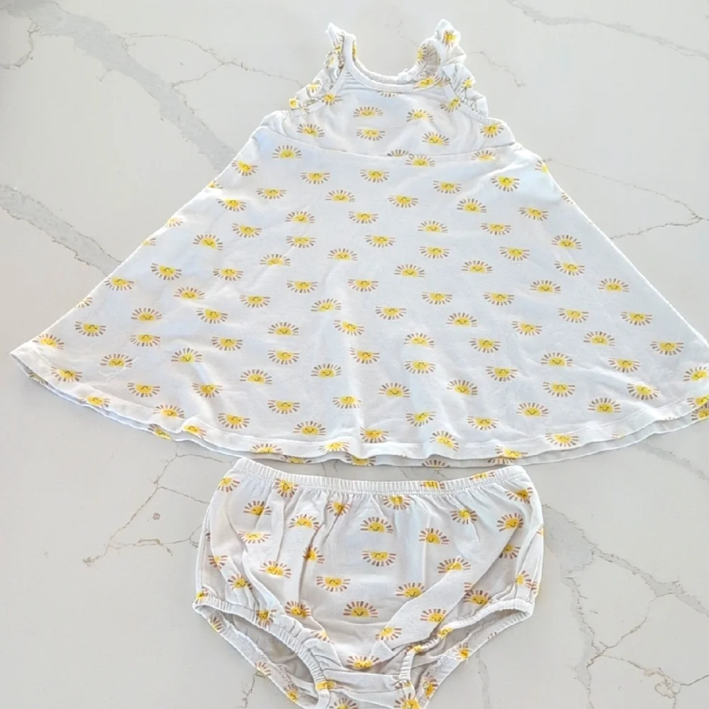 FOCUS White Dress with Yellow Floral Pattern 24 Months